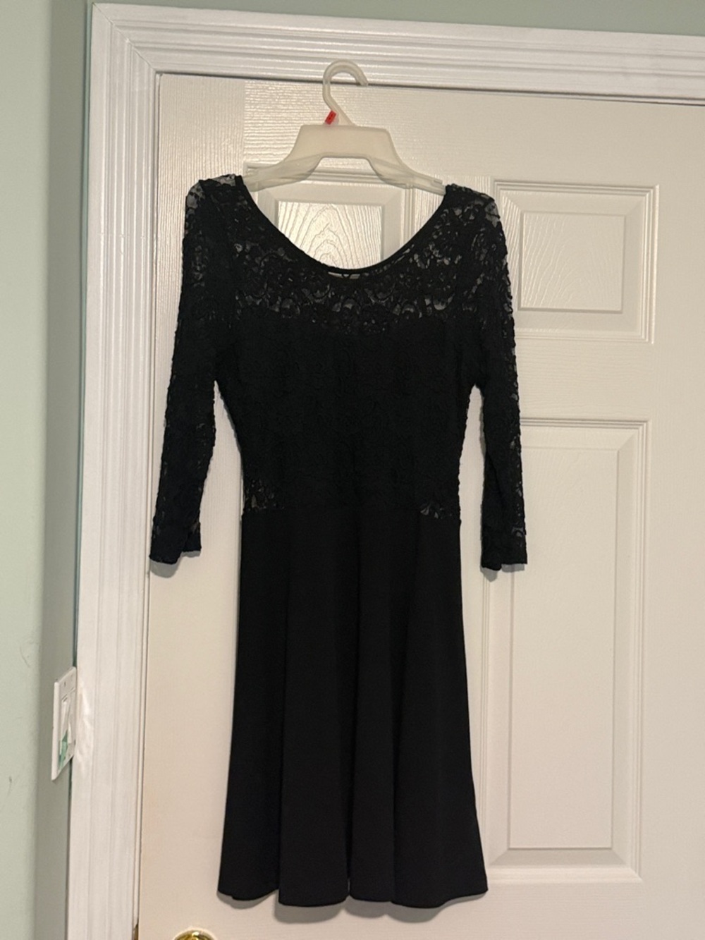 H&M Black Lace Fit & Flare Long Sleeve Dress